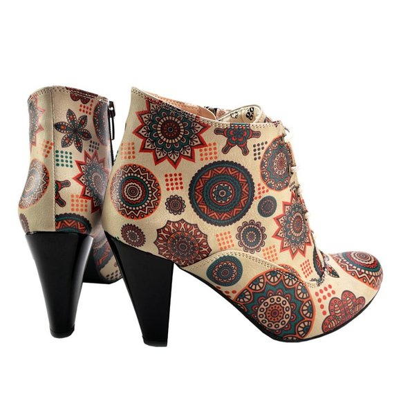 🌟 Goby || 3.5" Mandala Heel Ankle Boots - Picture 4 of 8